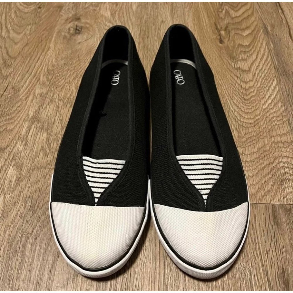 Cato Black and White Slip-on Shoes
